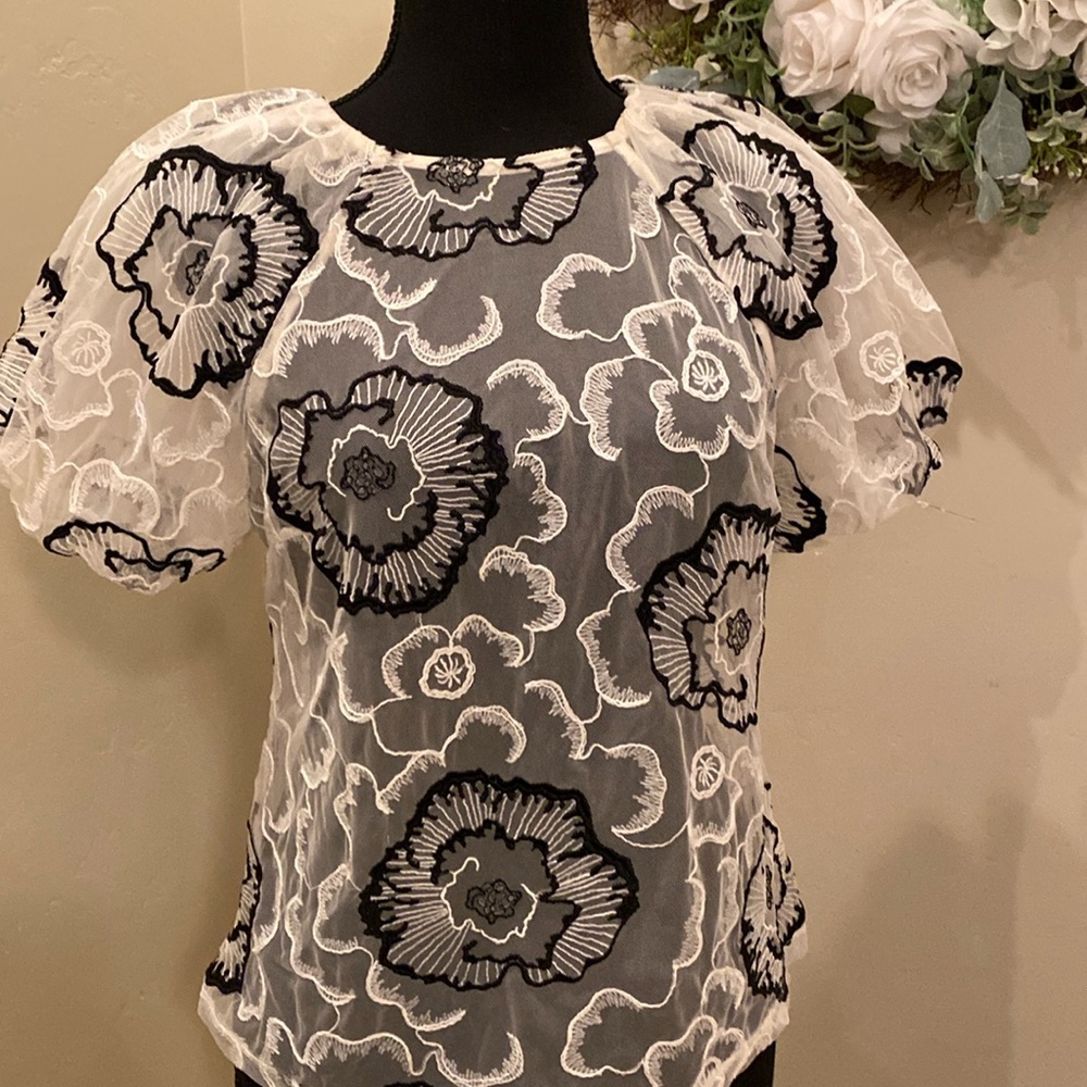 Express sheer lace blouse, size small, preowned